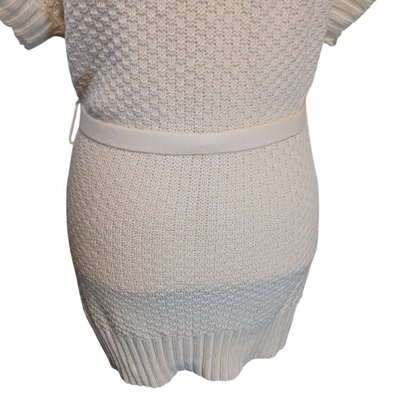 Apostrophe Short Sleeve Loose-Knit Cowlneck Sweater Dress, Cream/Ivory Color, XL - Picture 6 of 14